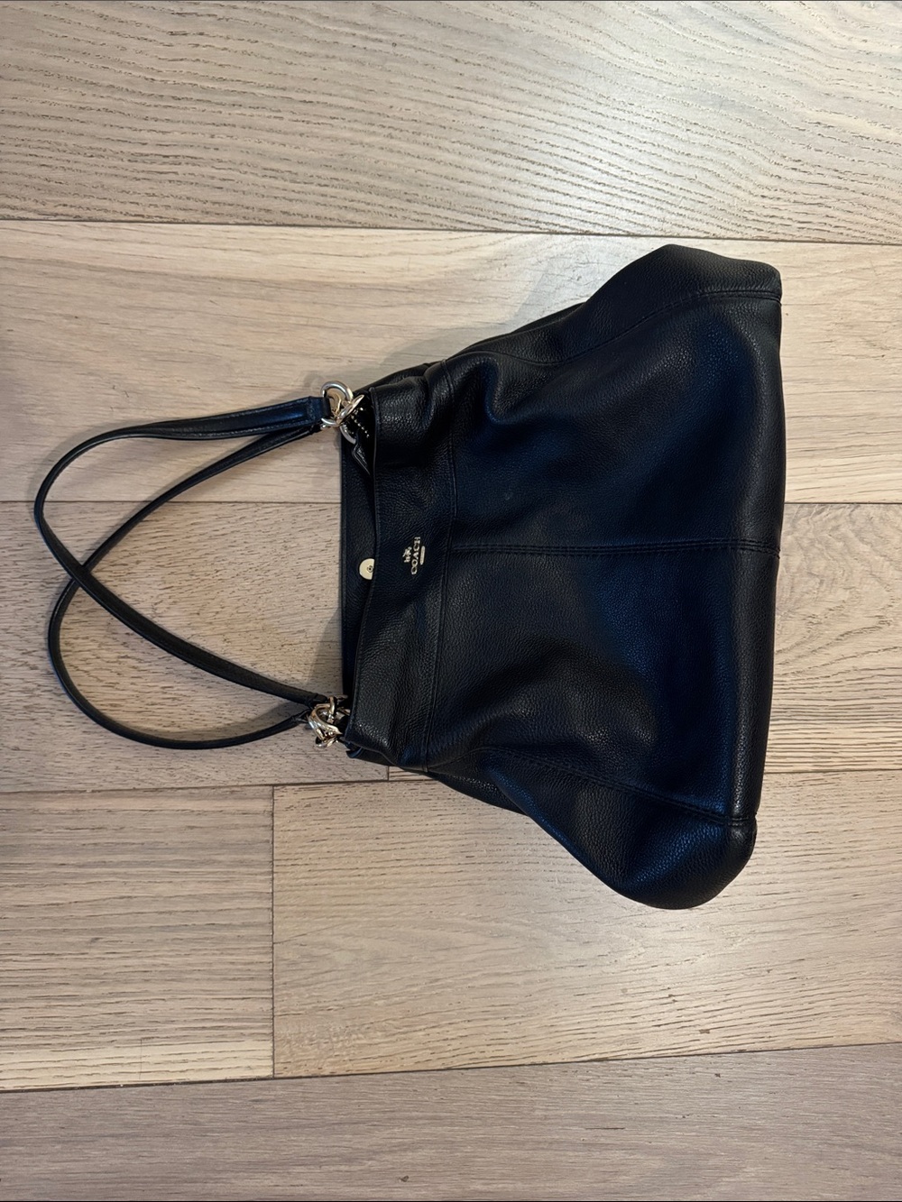 Coach Black Pebbled Leather Shoulder Bag with Gold Hardware